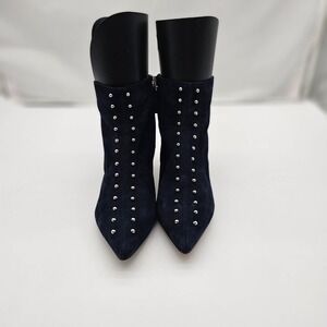 Nine West Women's Zyranniz Size 5.5 M Navy Studs Ankle Leather Booties Boots